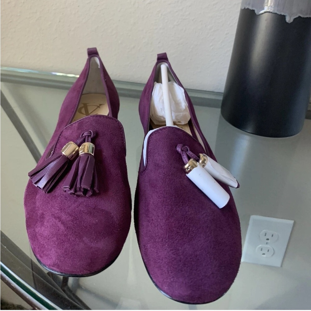 Vero Cuoio Deep Purple Suede Loafers with Tassels Sz 6M - Picture 2 of 9